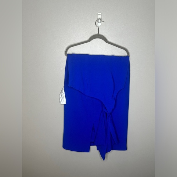 DRESS THE POPULATION Tiffany Midi Dress Large Electric Blue One Shoulder NWT - Picture 8 of 8